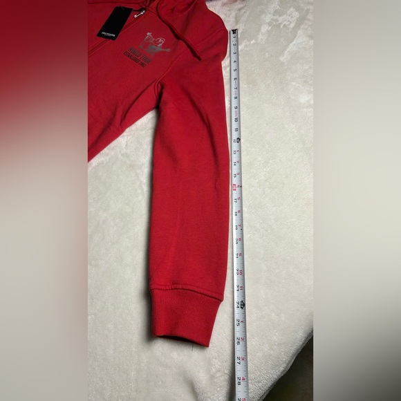 True Religion Red Zip Up Hoodie Size Small - Picture 5 of 9